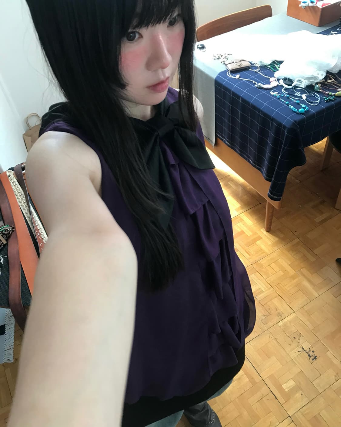 vintage purple ribbon one-piece 상품이미지1