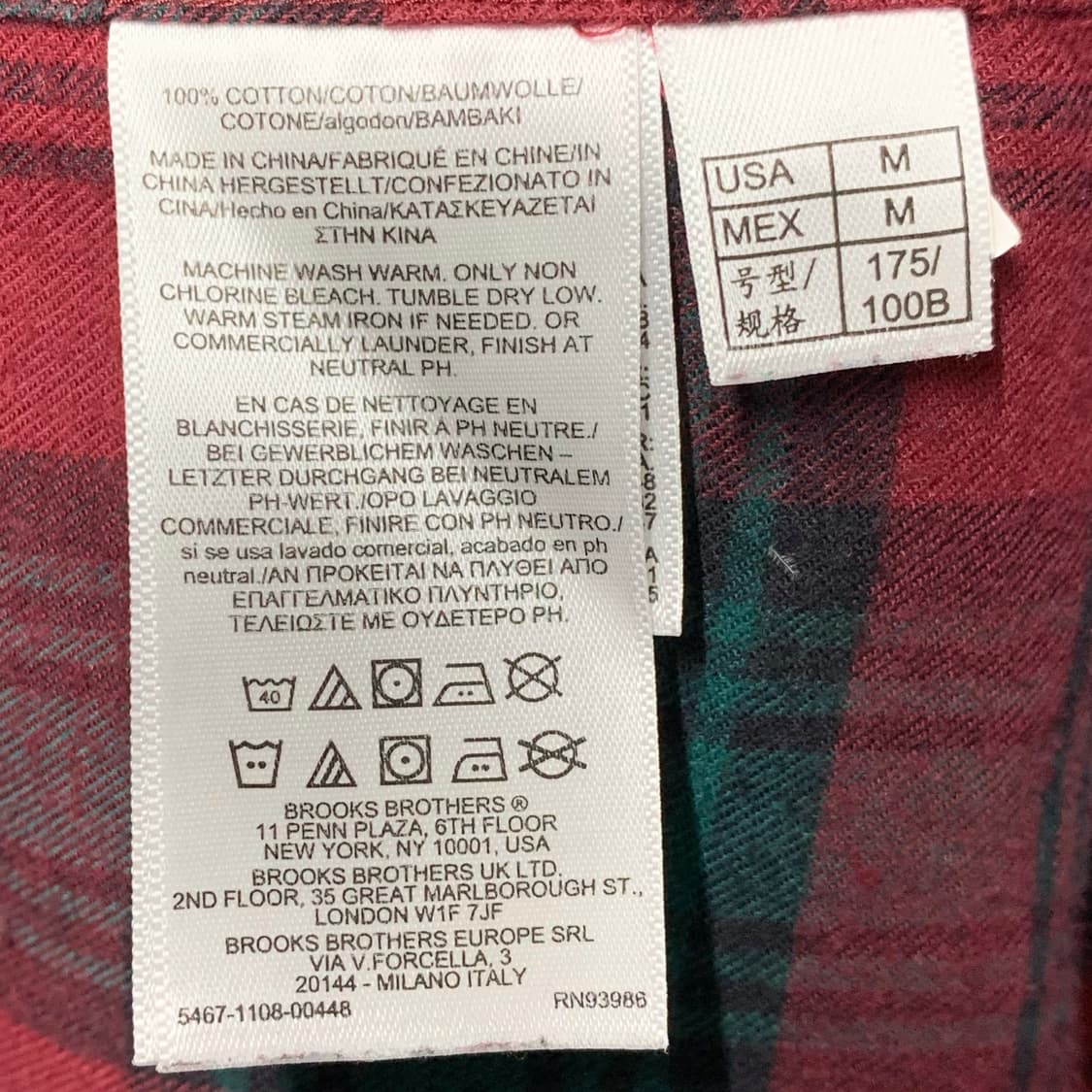 [M] 브룩스 브라더스 타탄체크 코튼셔츠 리젠트핏 상품이미지5