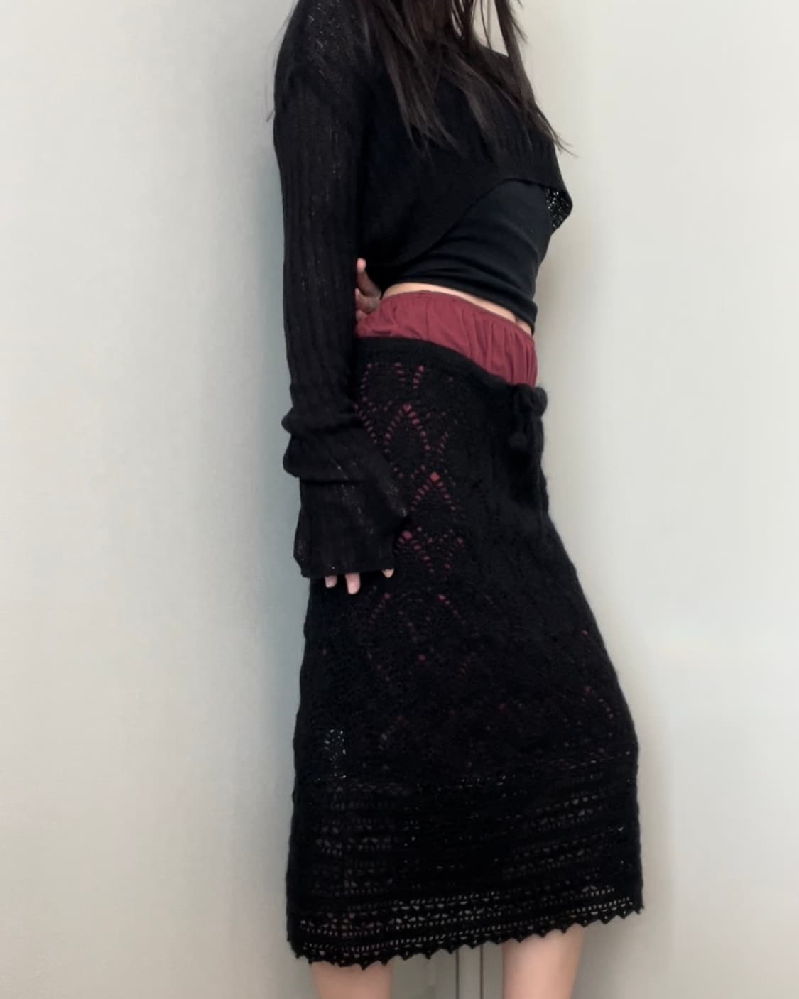 black+wine layered skirt set 상품이미지1