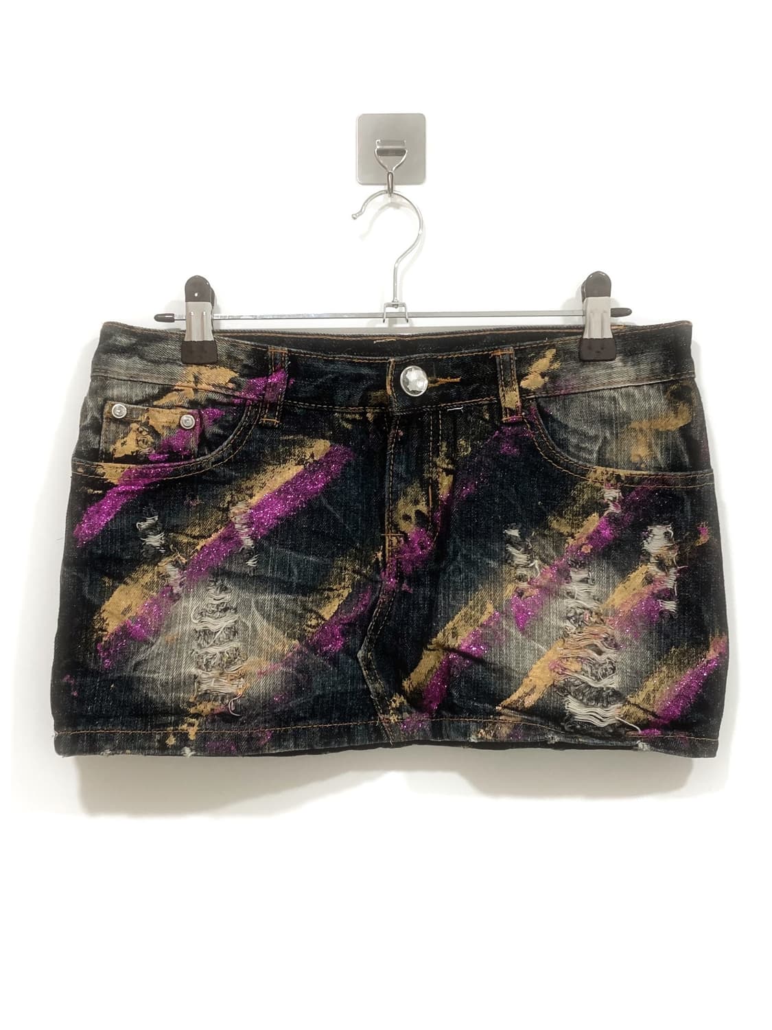 damage painting denim short skirt 상품이미지1