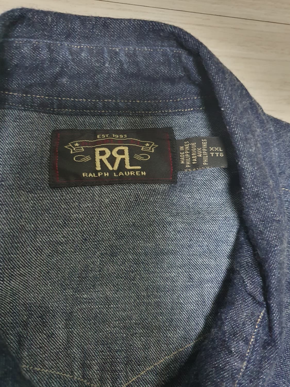 [XL] RRL 데님 웨스턴셔츠 택사이즈XXL 수선제품 상품이미지3