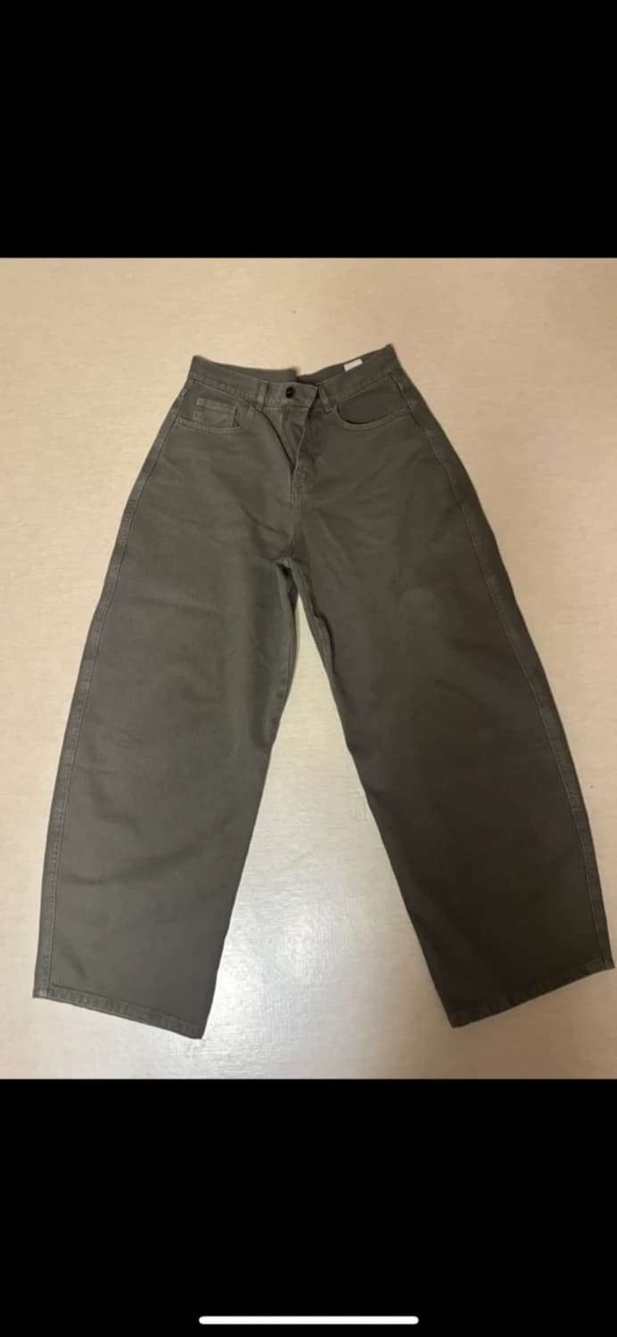 노이어포우먼 커브드 데님 와이드팬츠 카키 상품이미지2