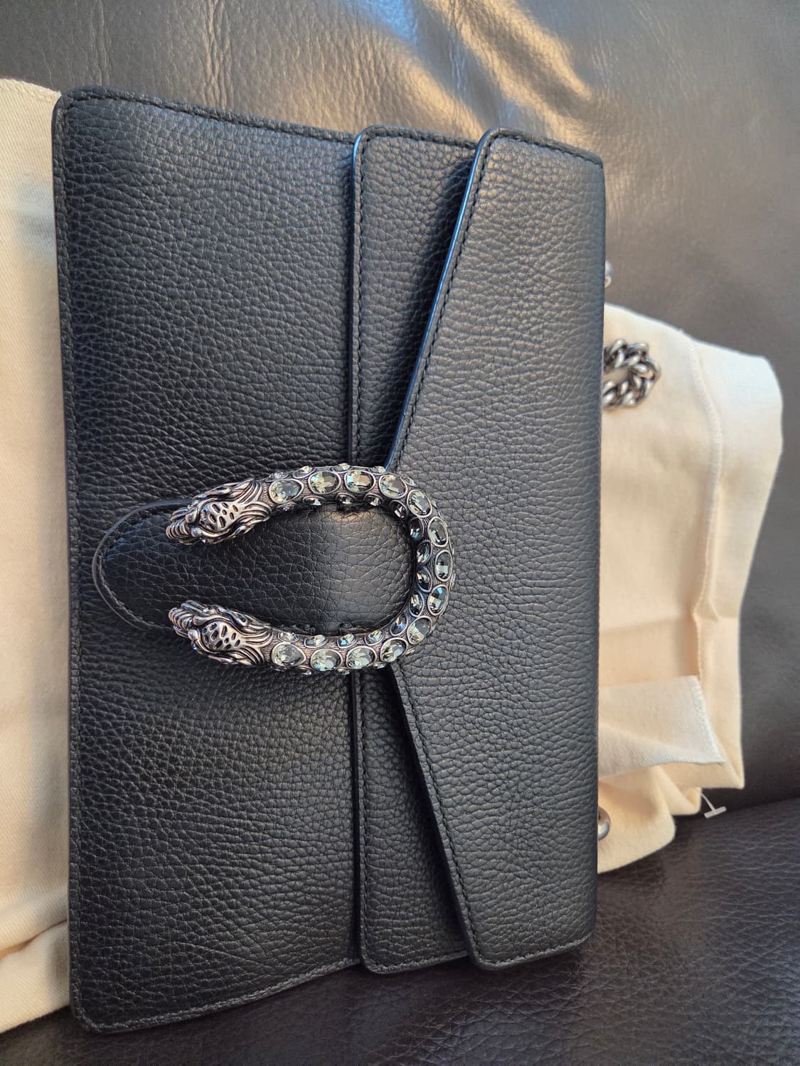 구찌 디오니서스 레더 크리스탈 체인 숄더백스몰 네이비 상품이미지3