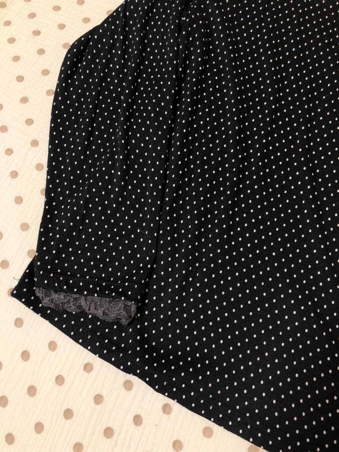 빈티지 포춘쿠키 도트 레이스 목폴라 슬리브 상품이미지3