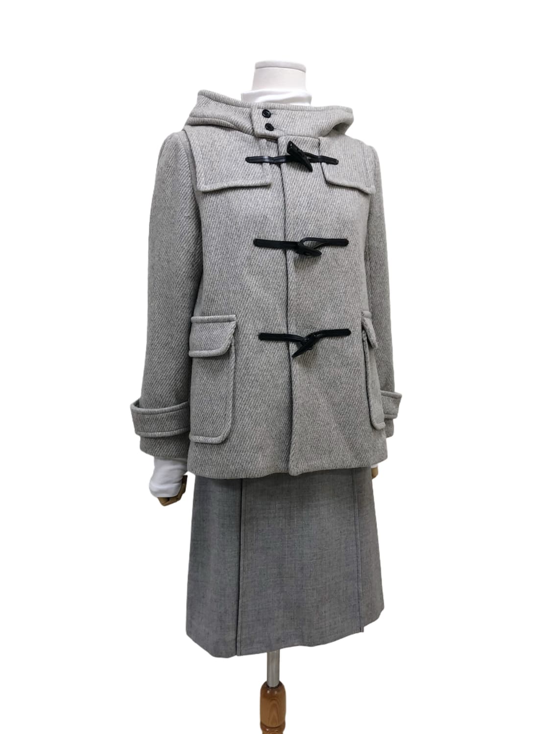 회색 더플 떡볶이 코트 상품이미지3