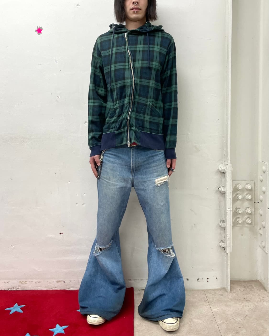 Beams Asymmetric Zipper Check Hooded 상품이미지6