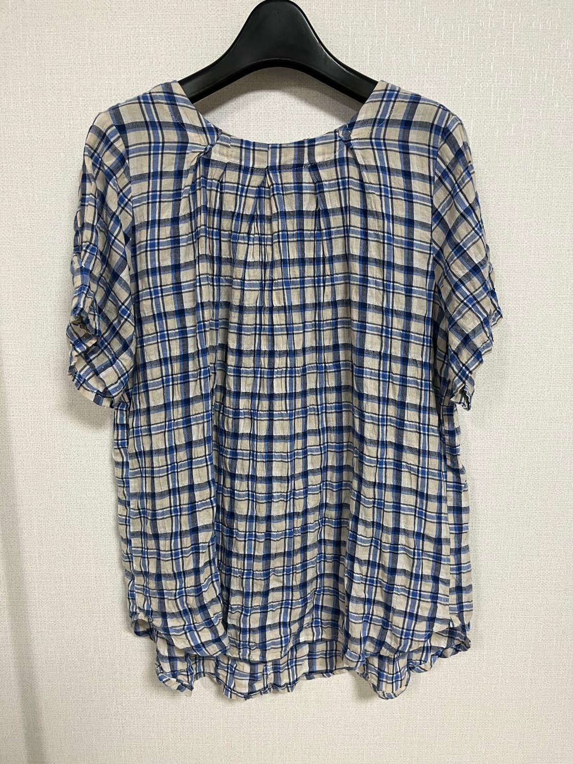 일본 빈티지 체크 블라우스 L 상품이미지1