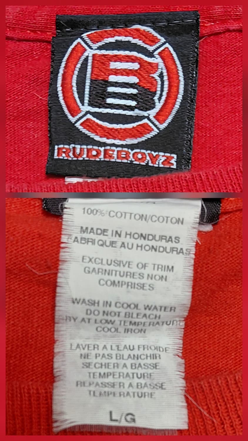 [S] 루드보이즈(RUDEBOYZ) Y2K 올드스쿨 그래픽 레드 티셔츠 상품이미지4