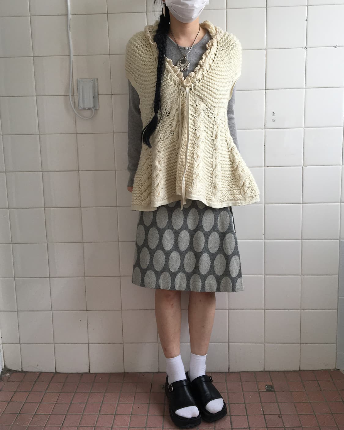 Frill ribbon point knit top 상품이미지5
