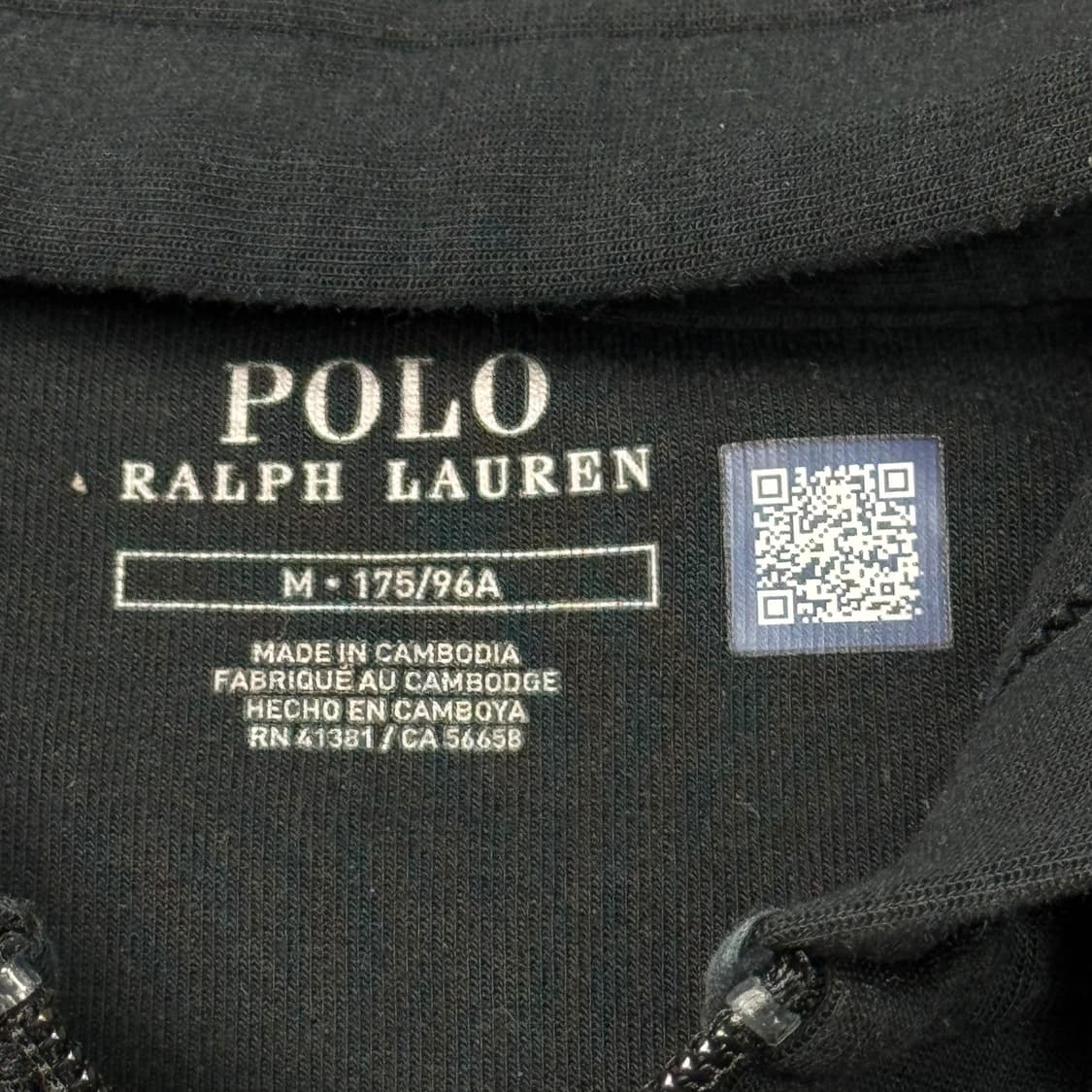 (M) 폴로 랄프로렌 QR라벨 더블 니트 풀 지퍼 후디 블랙 상품이미지5