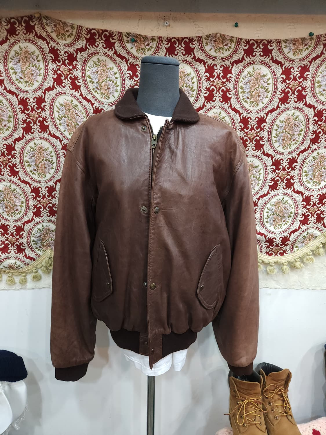 쉐비뇽 90s 양가죽 항공점퍼 프랑스제작 상품이미지2