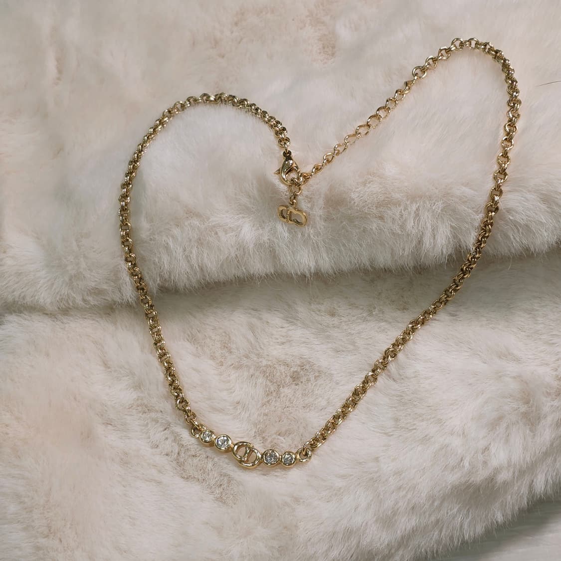 DIOR 디올 CD 체인 링크 큐빅 목걸이 (정품) 상품이미지5