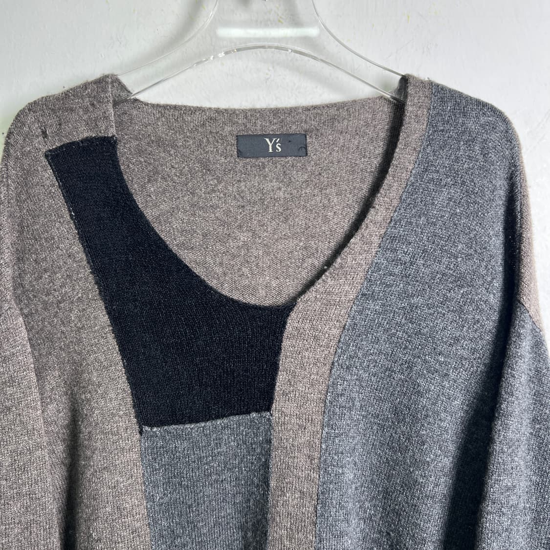 Y's 요지 야마모토 컬러 블록 비대칭 울 니트 튜닉 상품이미지4