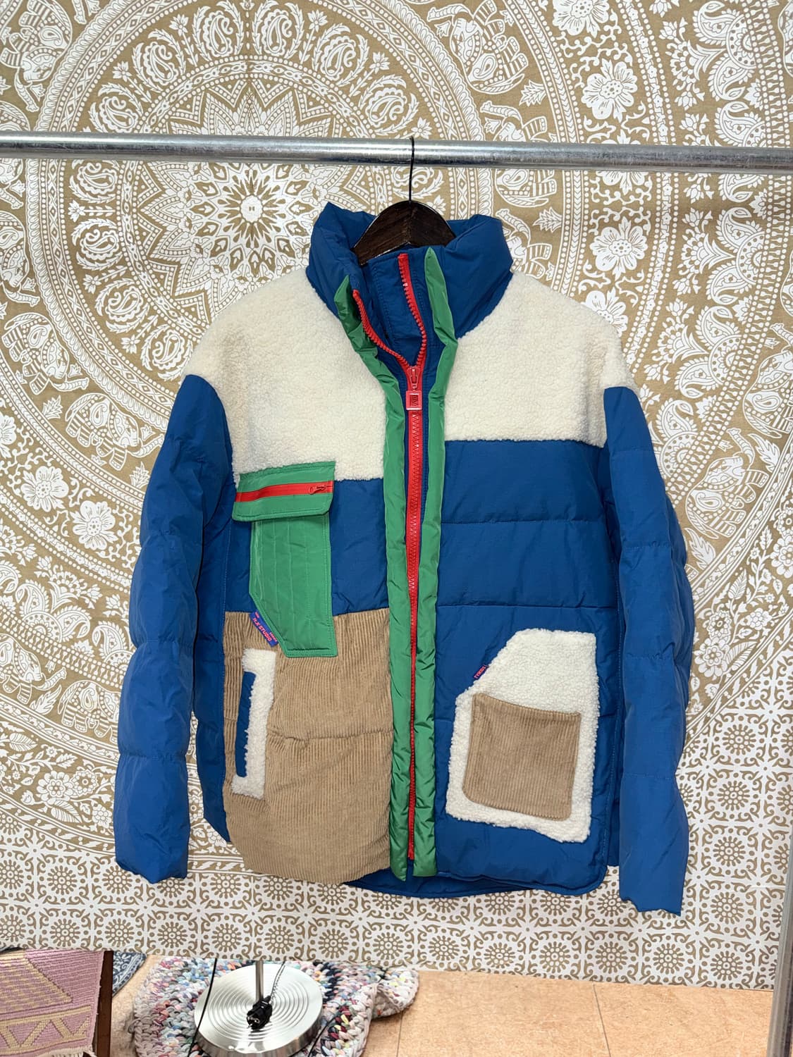 H.X STUIDIO 빈티지 후리스 배색 경량패딩  상품이미지1