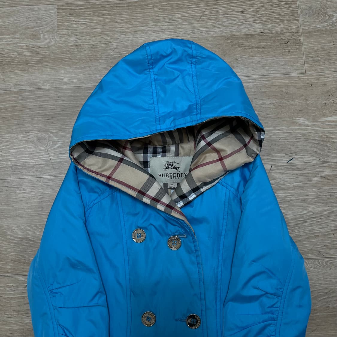 버버리 런던 키즈 노바체크 안감 후드 트렌치코트 [스카이 블루] S 상품이미지2