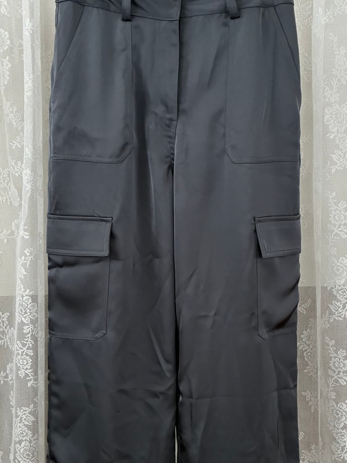 S) 로씨로씨 새틴 카고 팬츠 차콜 상품이미지3