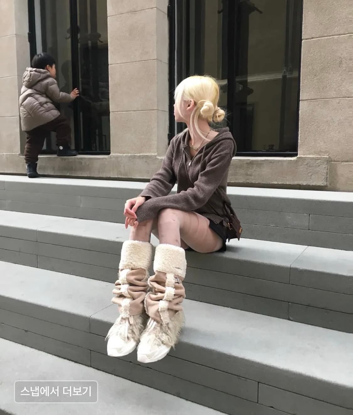 시스에이 울 블랜딩 니트 집업 브라운 상품이미지3