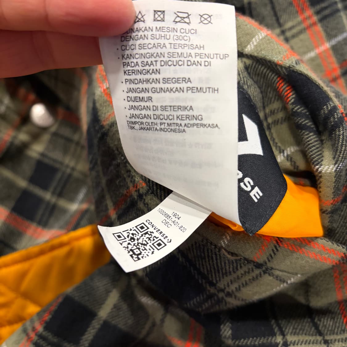 [M] 컨버스 리버시블 퀼팅 자켓 옐로우 체크 C436 상품이미지9