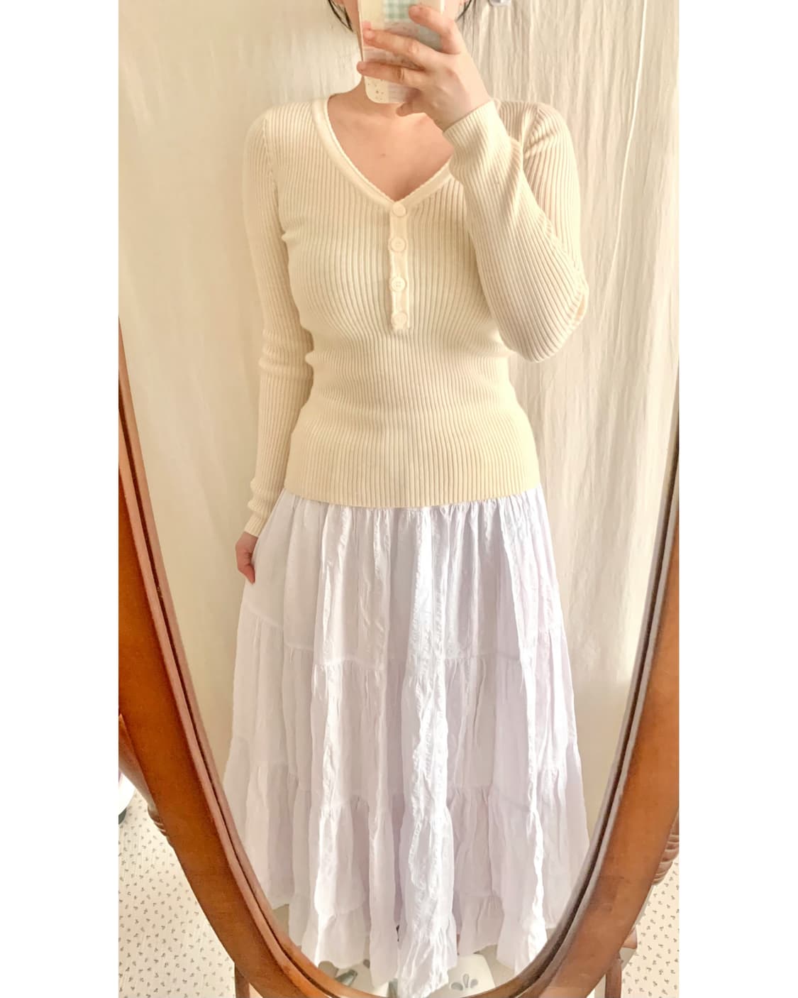 핀터 크림 컬러 골지티 상품이미지1