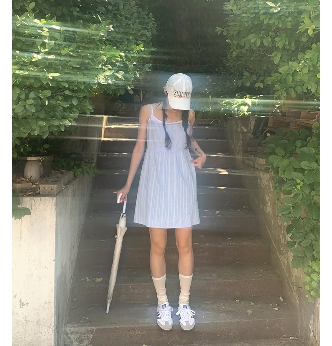 키시 모먼트 뒷밴딩 슬립 나시 미니 원피스 소라 상품이미지1