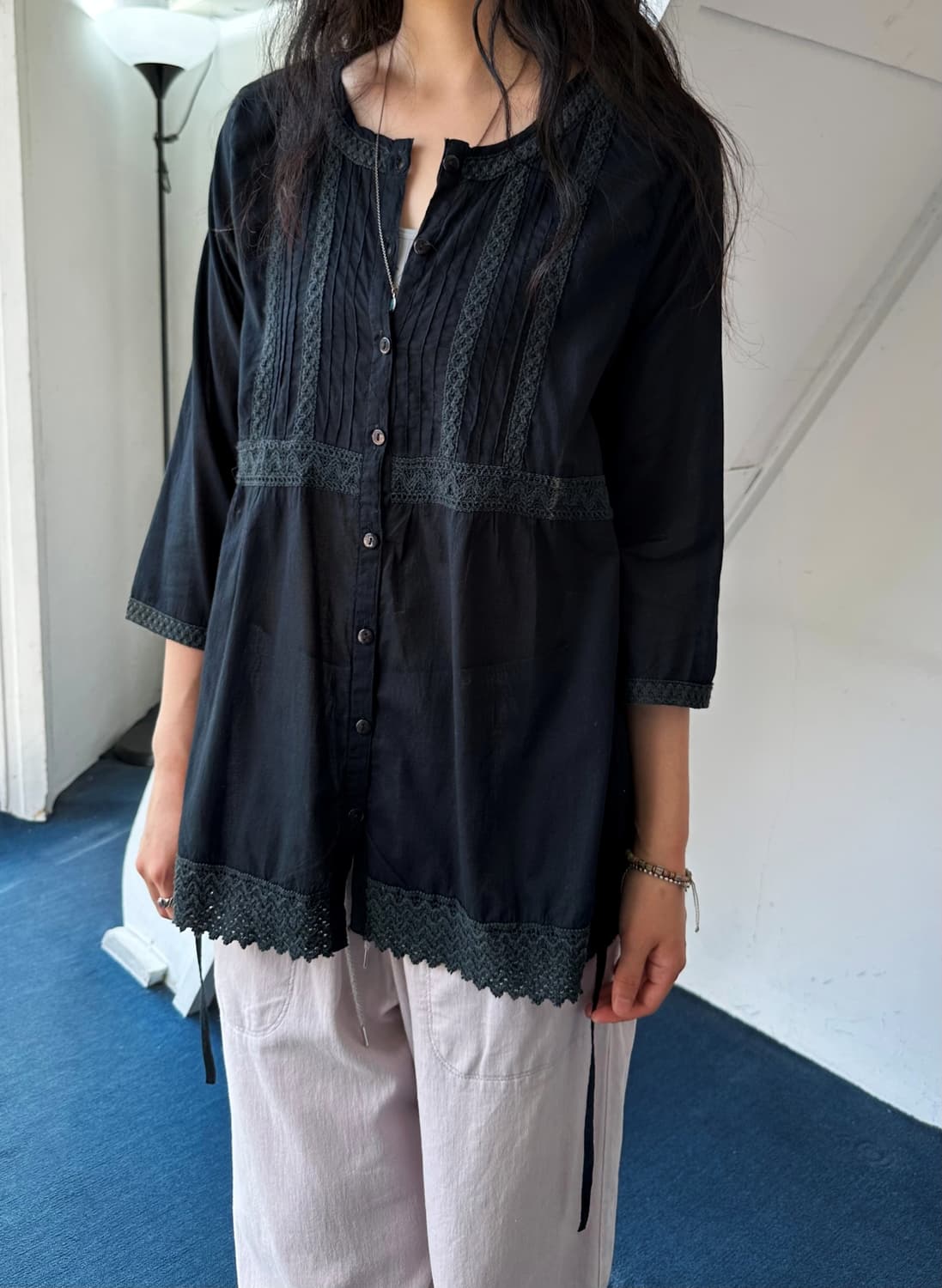 Light cotton stitch design loose shirt 상품이미지8
