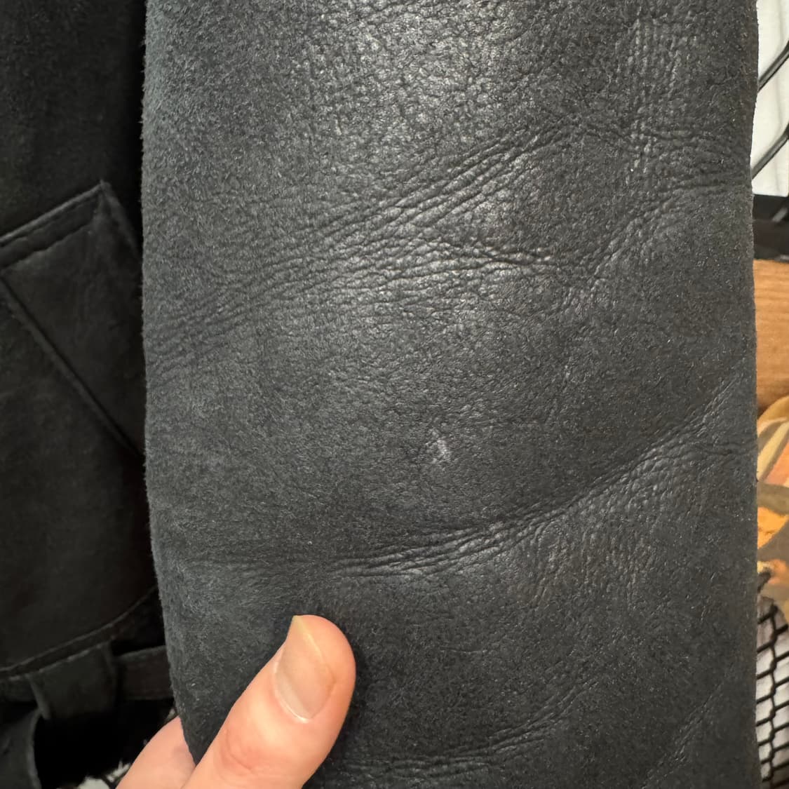 90s USA VINTAGE B-3 타입 항공 레더 스웨이드 무스탕 블랙 상품이미지8