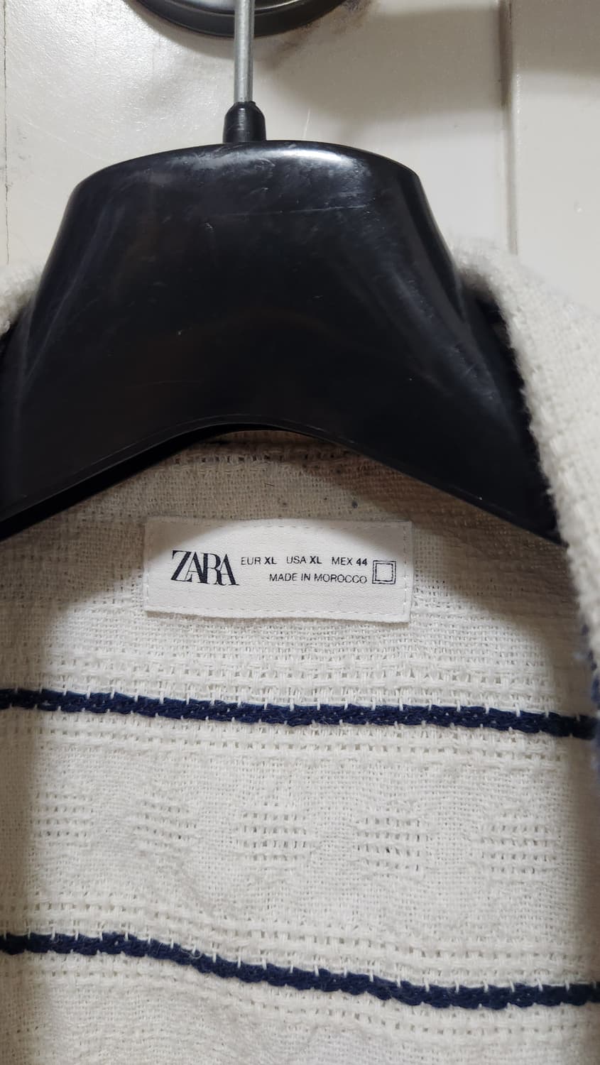 [XL] 자라 zara 네이비 스트라이프 오픈카라 반팔 셔츠 옴므 화이트 상품이미지10