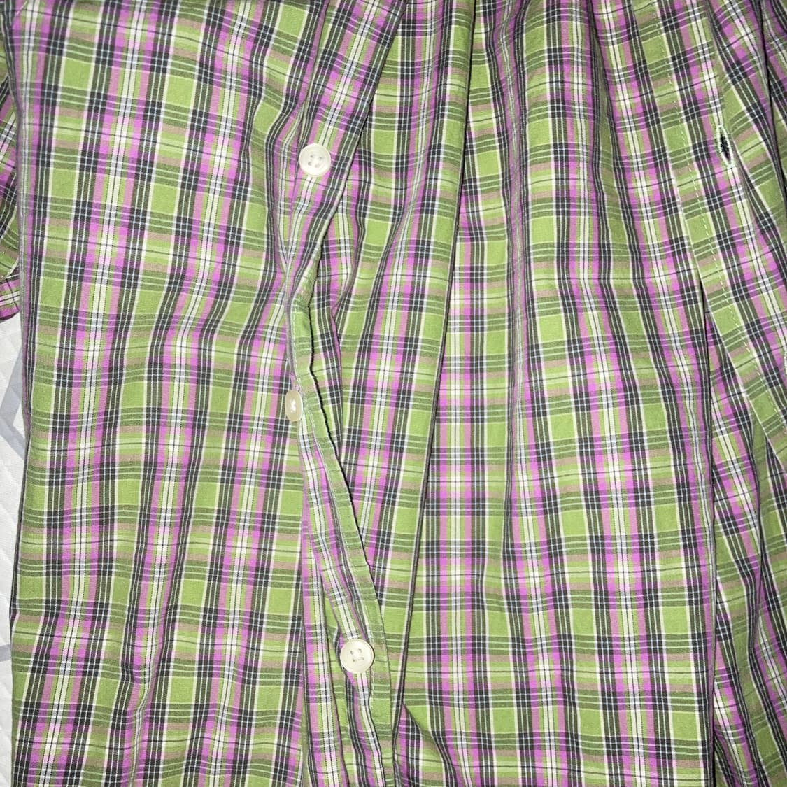 (XL) 슈프림 24ss 루즈핏 미니 플레이드 숏슬리브 셔츠 그린 상품이미지4