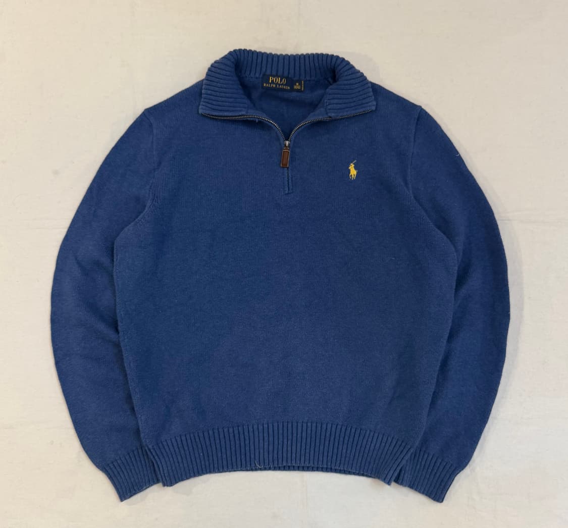 폴로 랄프로렌 코튼 반집업 니트 블루 상품이미지1