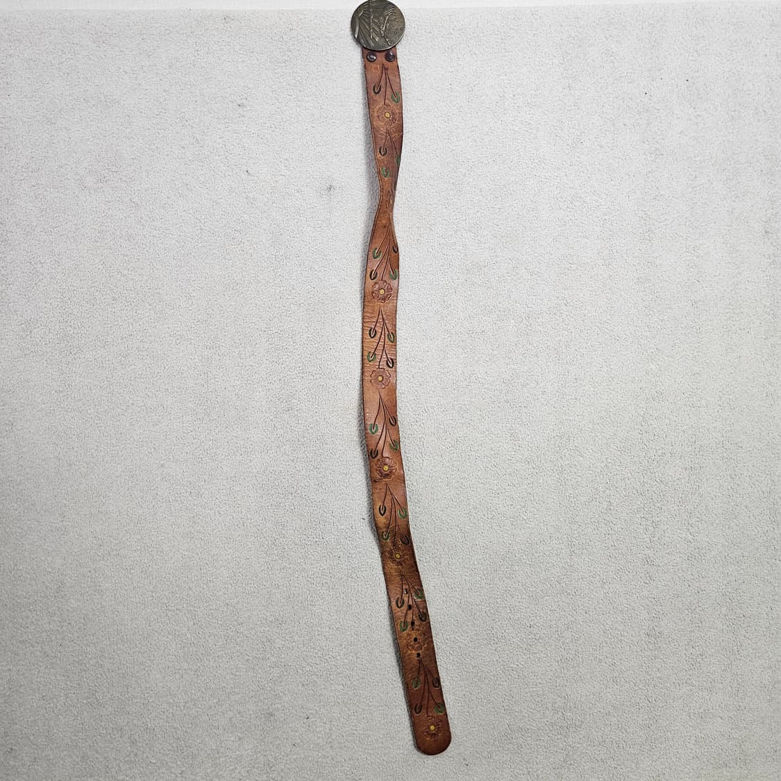 70s 황동 버클 레더 카빙 웨스턴 벨트 상품이미지6