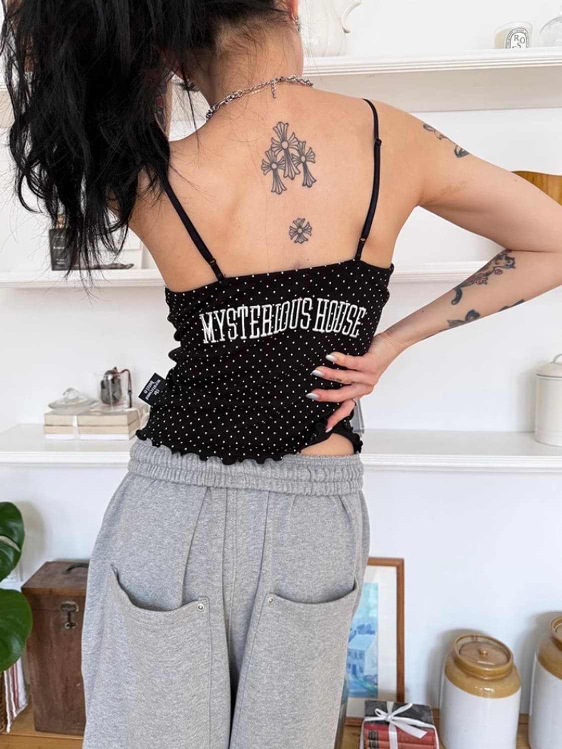 더미스테리어스호텔 도트 레이스 슬리브 상품이미지3