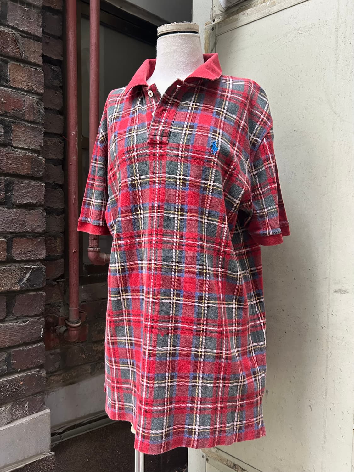 *Rare* 2000s 폴로 체크 너드깔 포니 카라 반팔티 상품이미지7