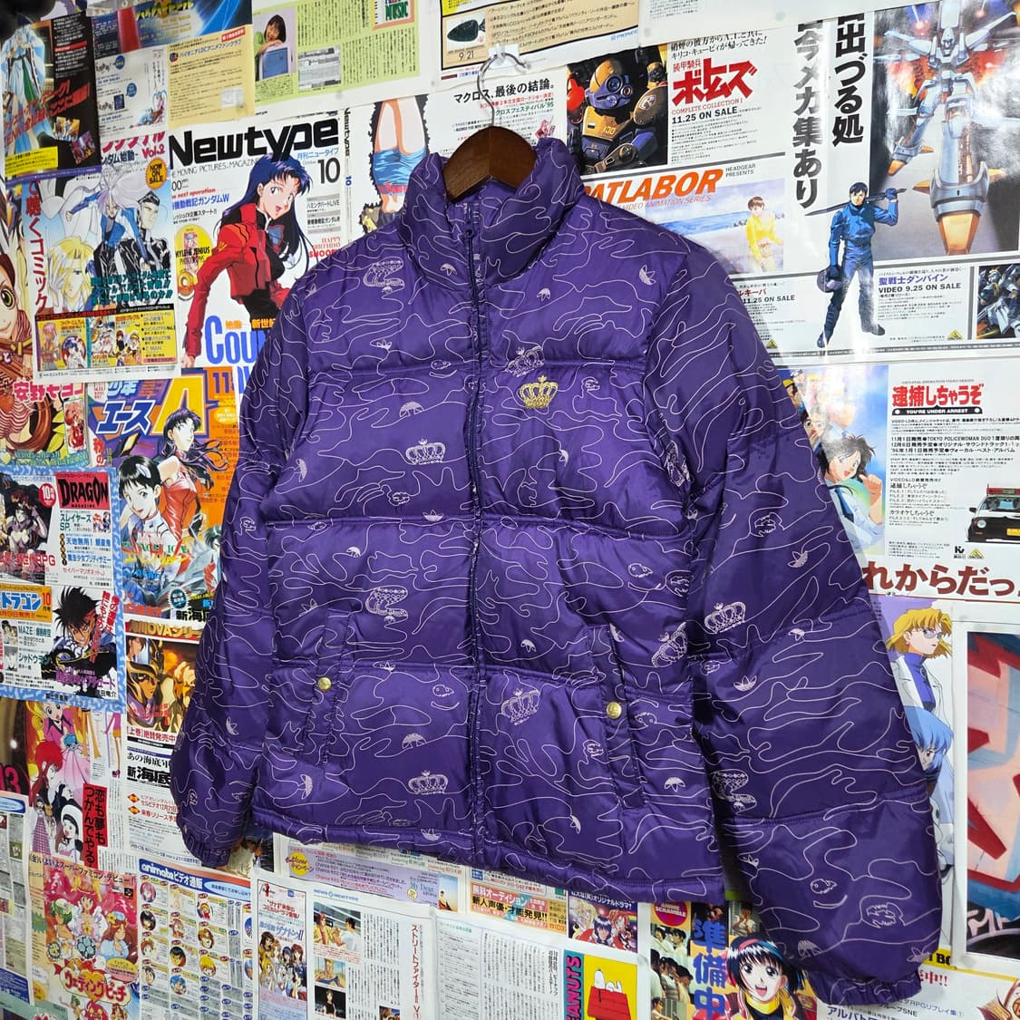 아디다스 퍼플 크라운 카모 패턴 걸스 패딩 상품이미지2