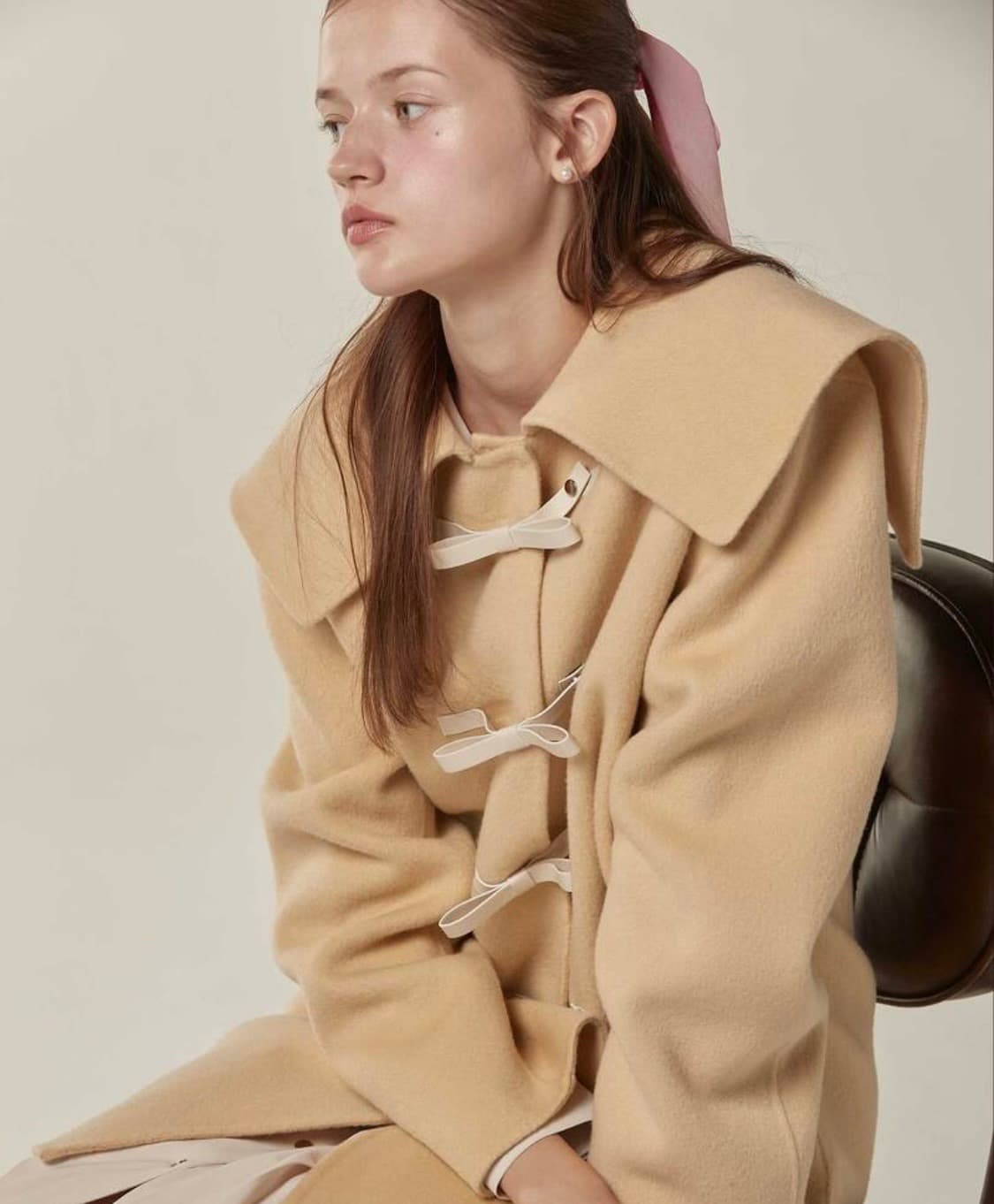 비뮤즈맨션 리본 코트 베이지 상품이미지1