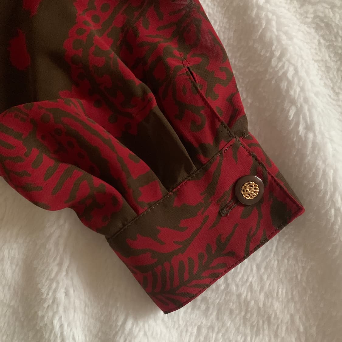 일본 빈티지 amanjacky 레트로 리프 패턴 쉬폰 블라우스 상품이미지7