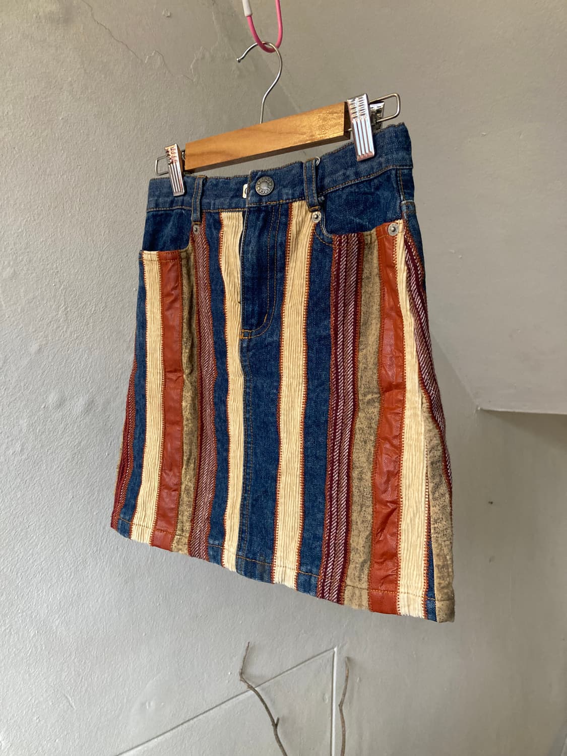 *KIDS* 에스닉 스트라이프 패치 데님 스커트 상품이미지3