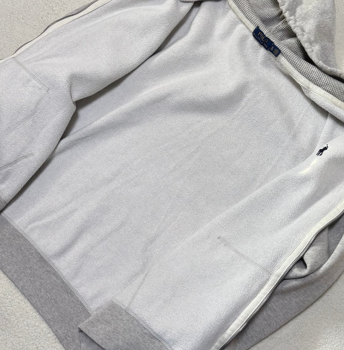 폴로 그레이 기모 후드집업 상품이미지5