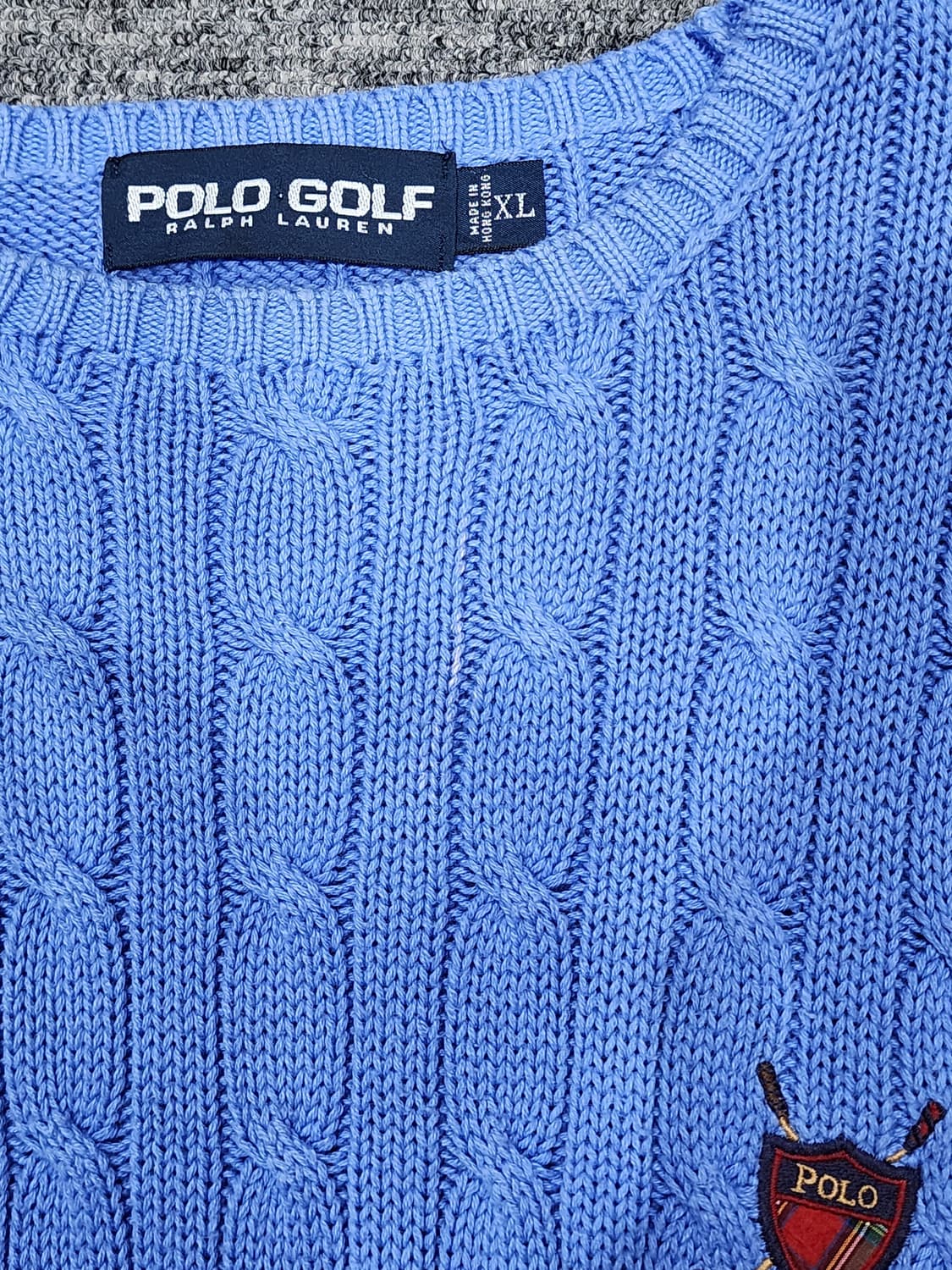 폴로 골프 폴로 랄프로렌 90s 크레스트 자수 케이블 니트 스웨터 XL 상품이미지5