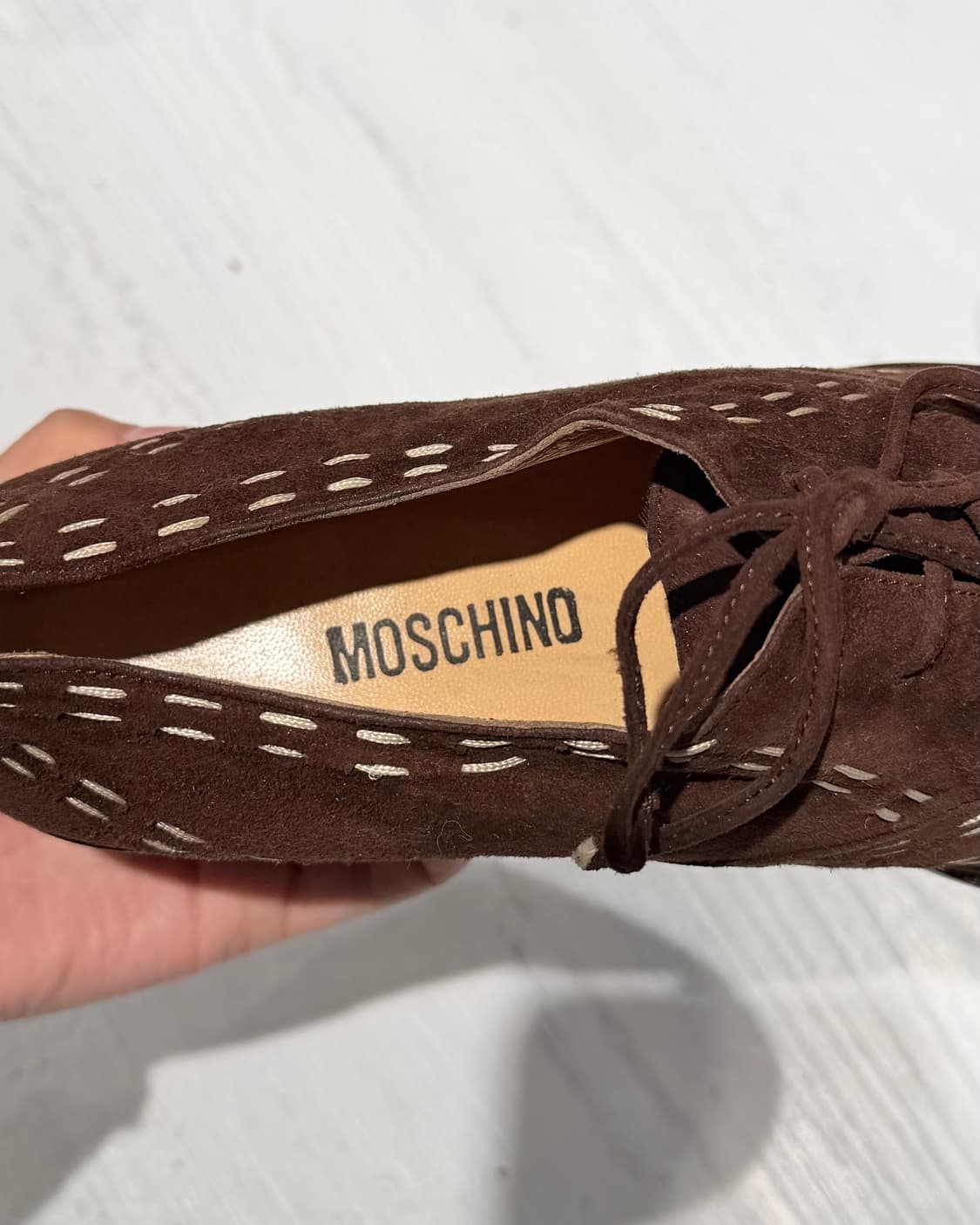 모스키노 브라운 스웨이드 화이트 스티지 하트 더비 슈즈 상품이미지7