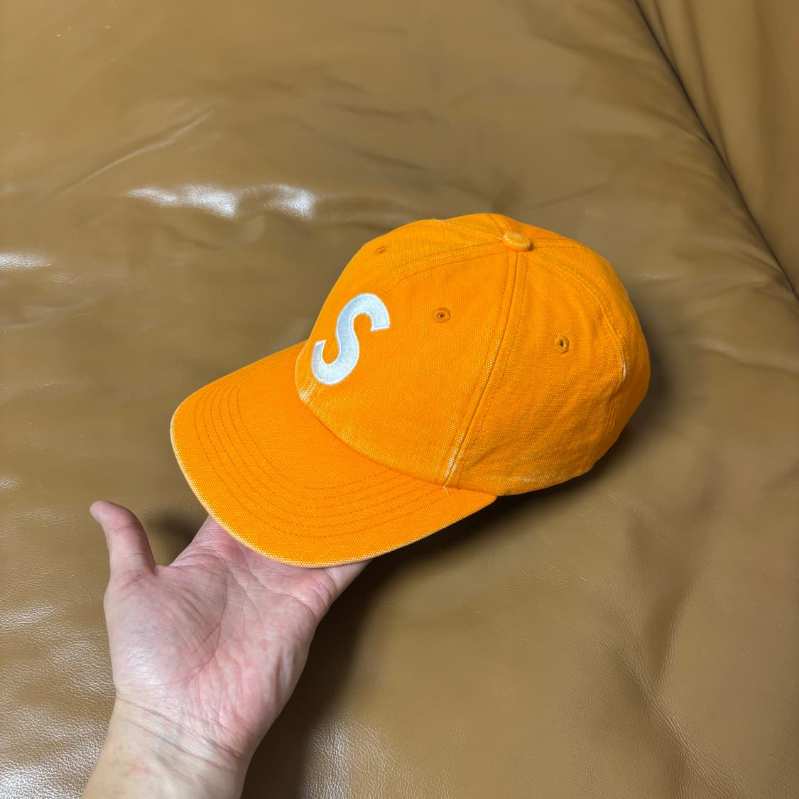 Supreme 슈프림 피그먼트 워시드 오렌지 S로고 6패널 볼캡 모자 상품이미지4