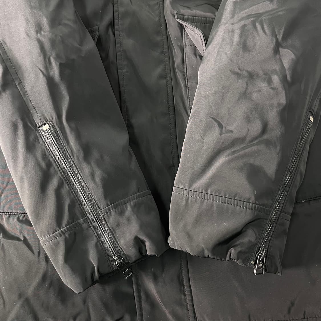 100 무스너클 스틸링 블랙 폭스퍼 구스다운 롱패딩 상품이미지6