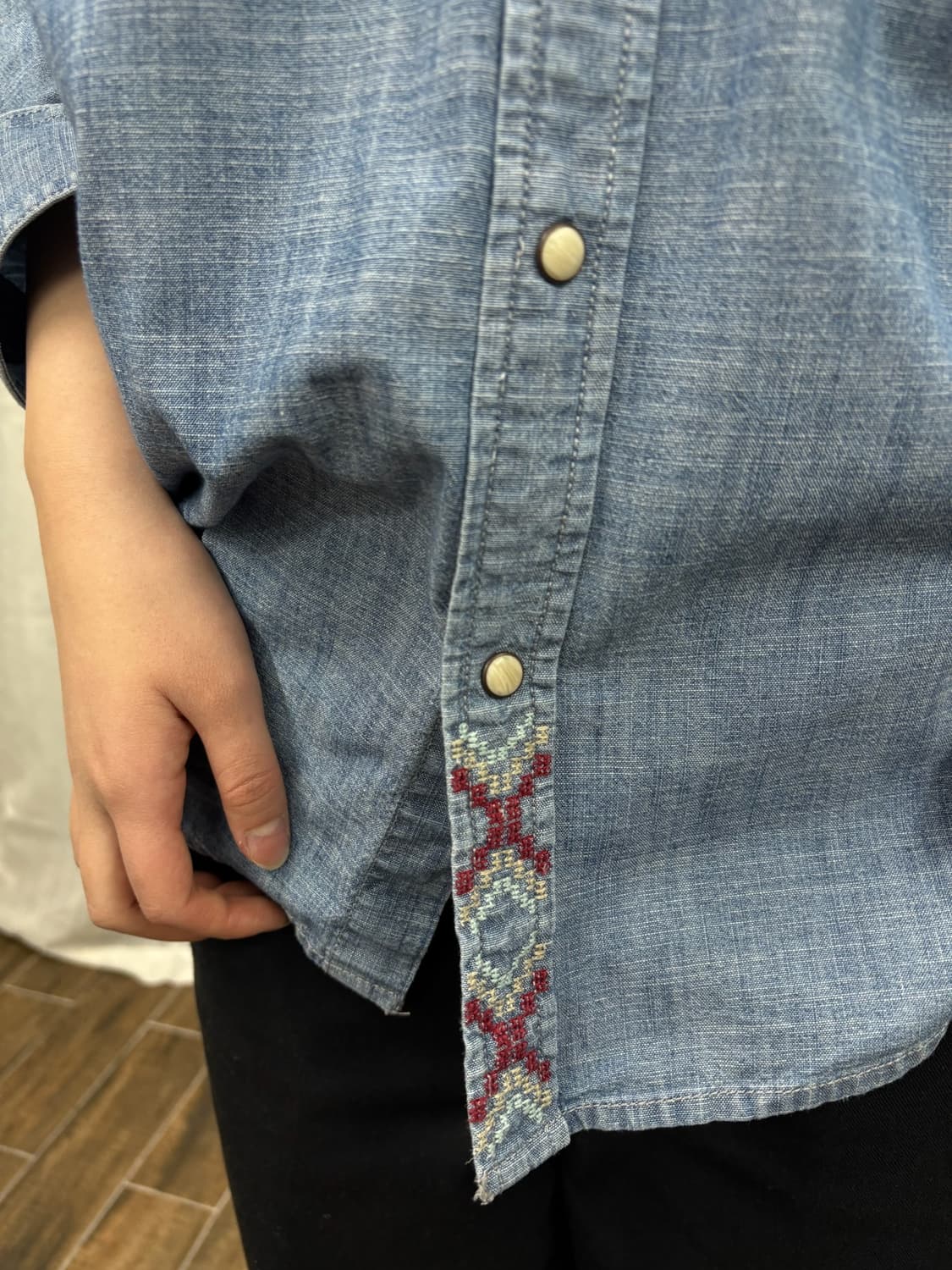 자라 자수 웨스턴 데님 셔츠 상품이미지2