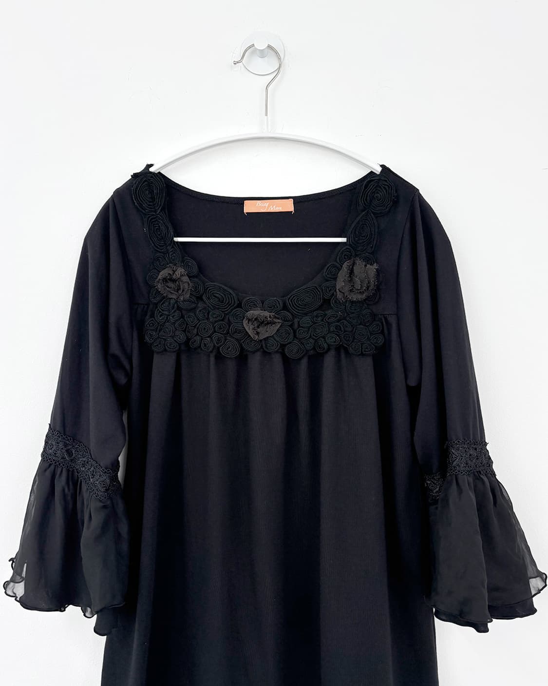 kowa black mori rose black long t-shirt 상품이미지3