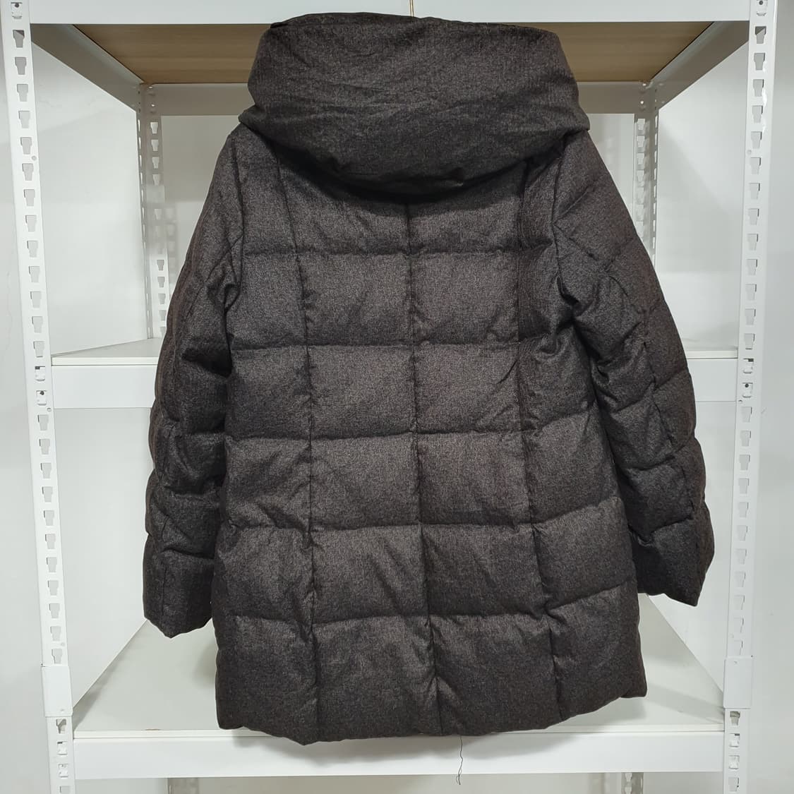 빈티지 모직 카울넥 후드 구스다운 하프 패딩 상품이미지4