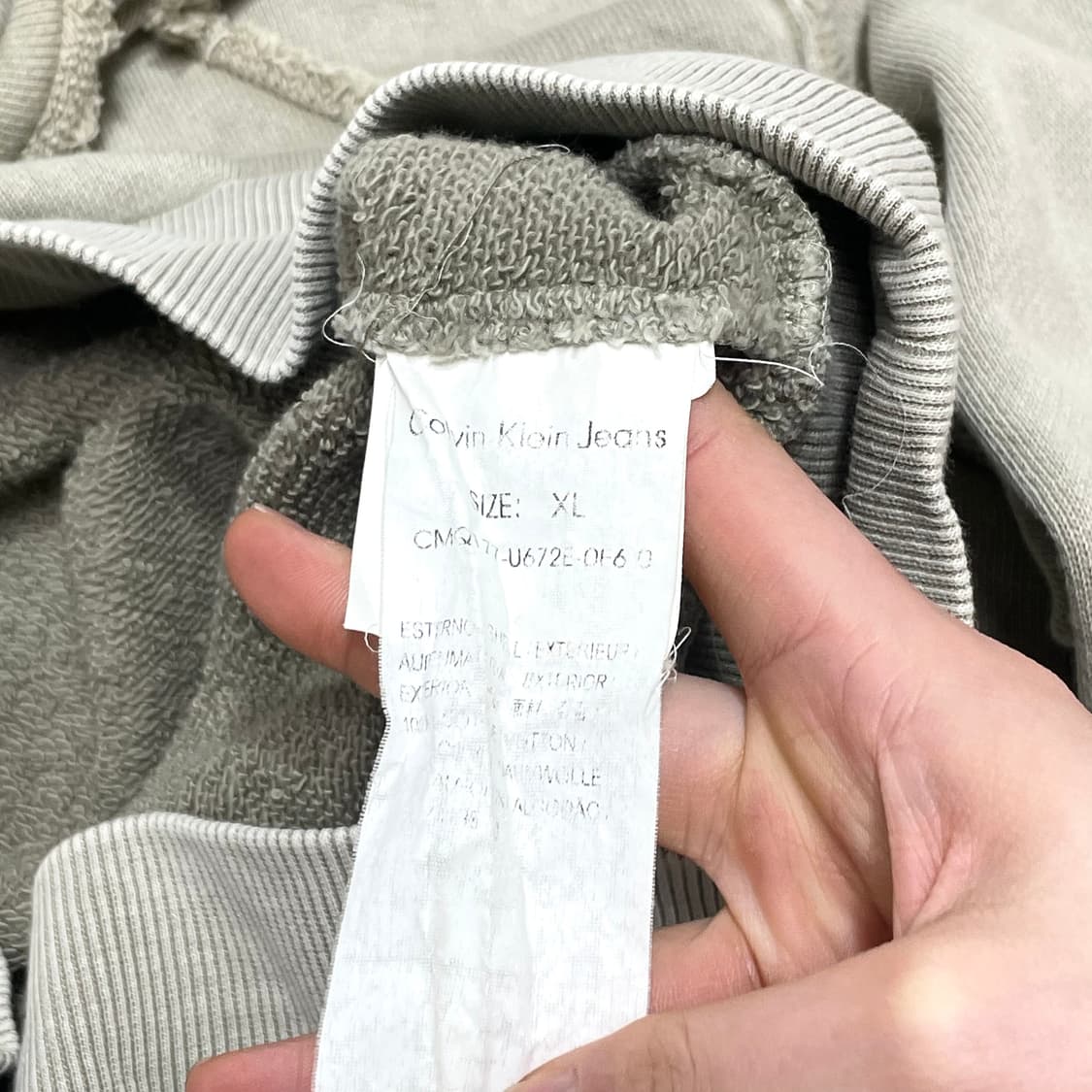 CK ONE 베이지 모크넥 후드티셔츠 남성XL  상품이미지7