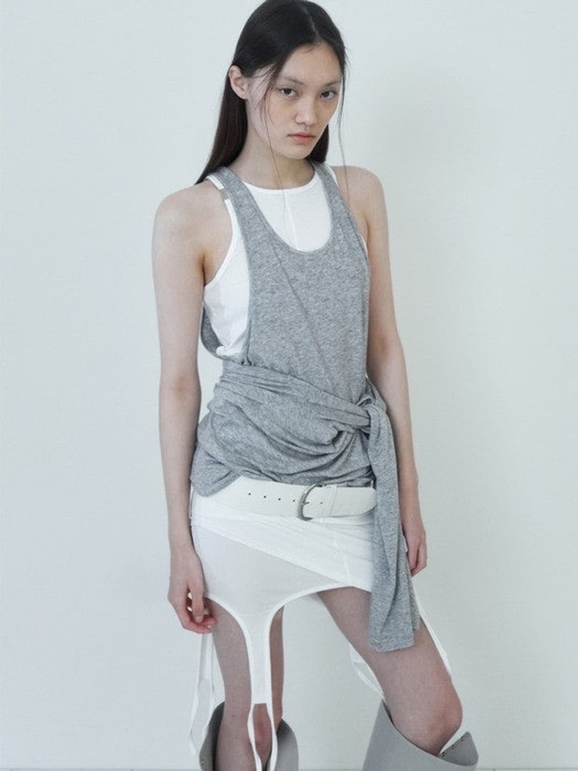 세릭 레이어드 가터 탑 스커트 화이트 상품이미지3