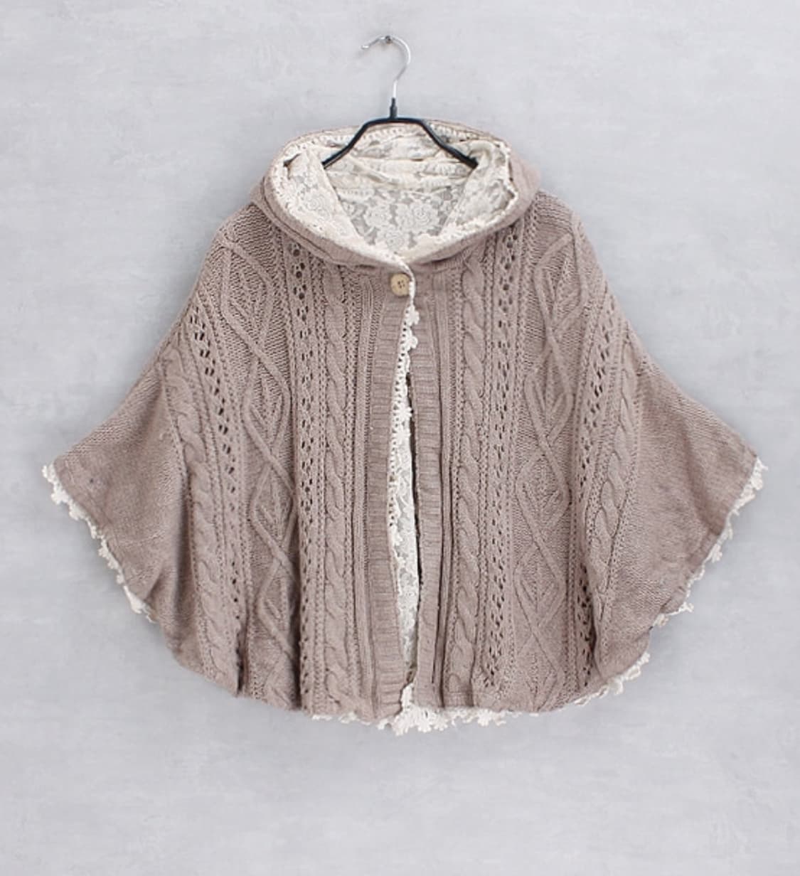 빈티지 케이프 사와코 레이스 가디건 모리걸 니트 후드 상품이미지1