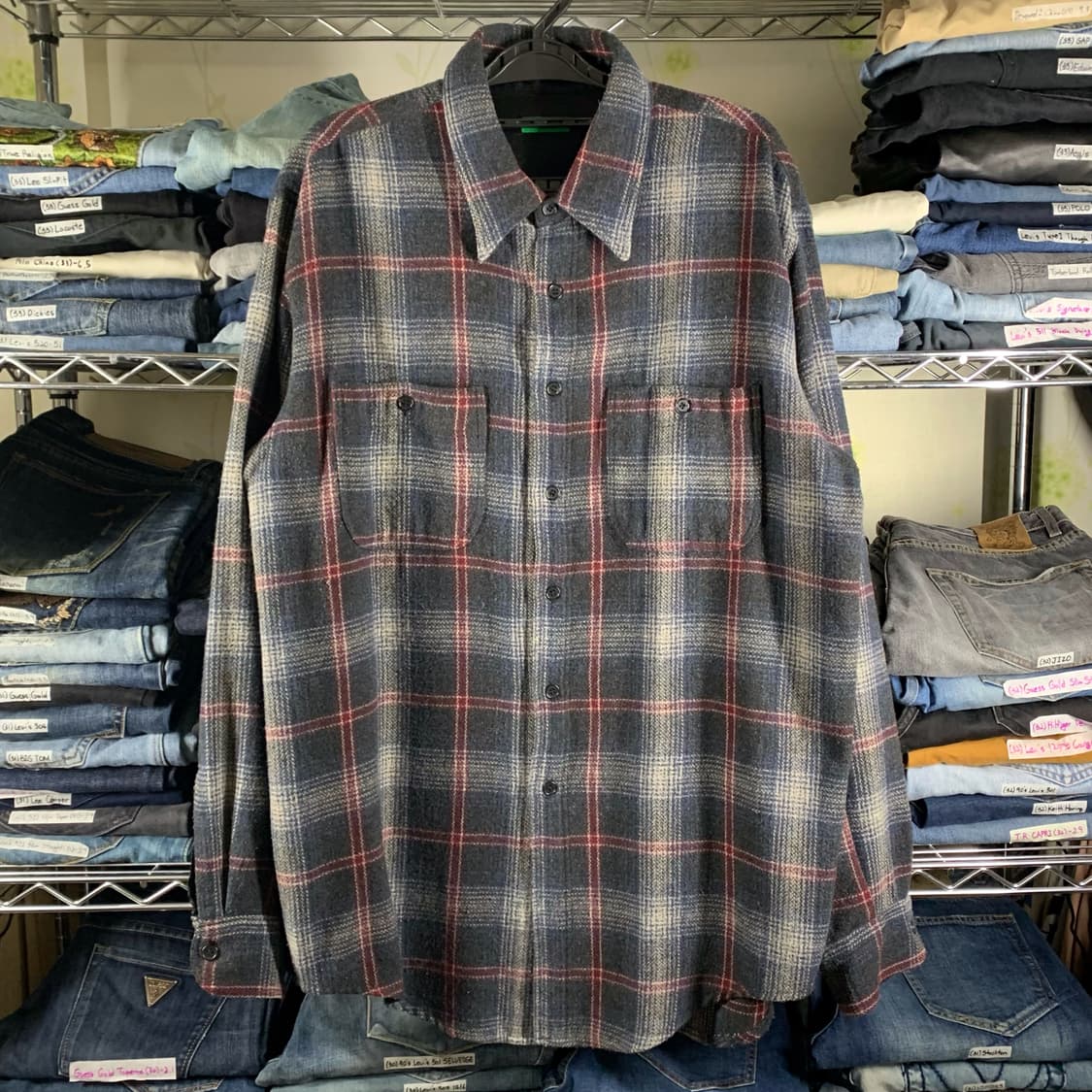 [XL] 베네통 멀티체크 플란넬 셔츠 상품이미지2