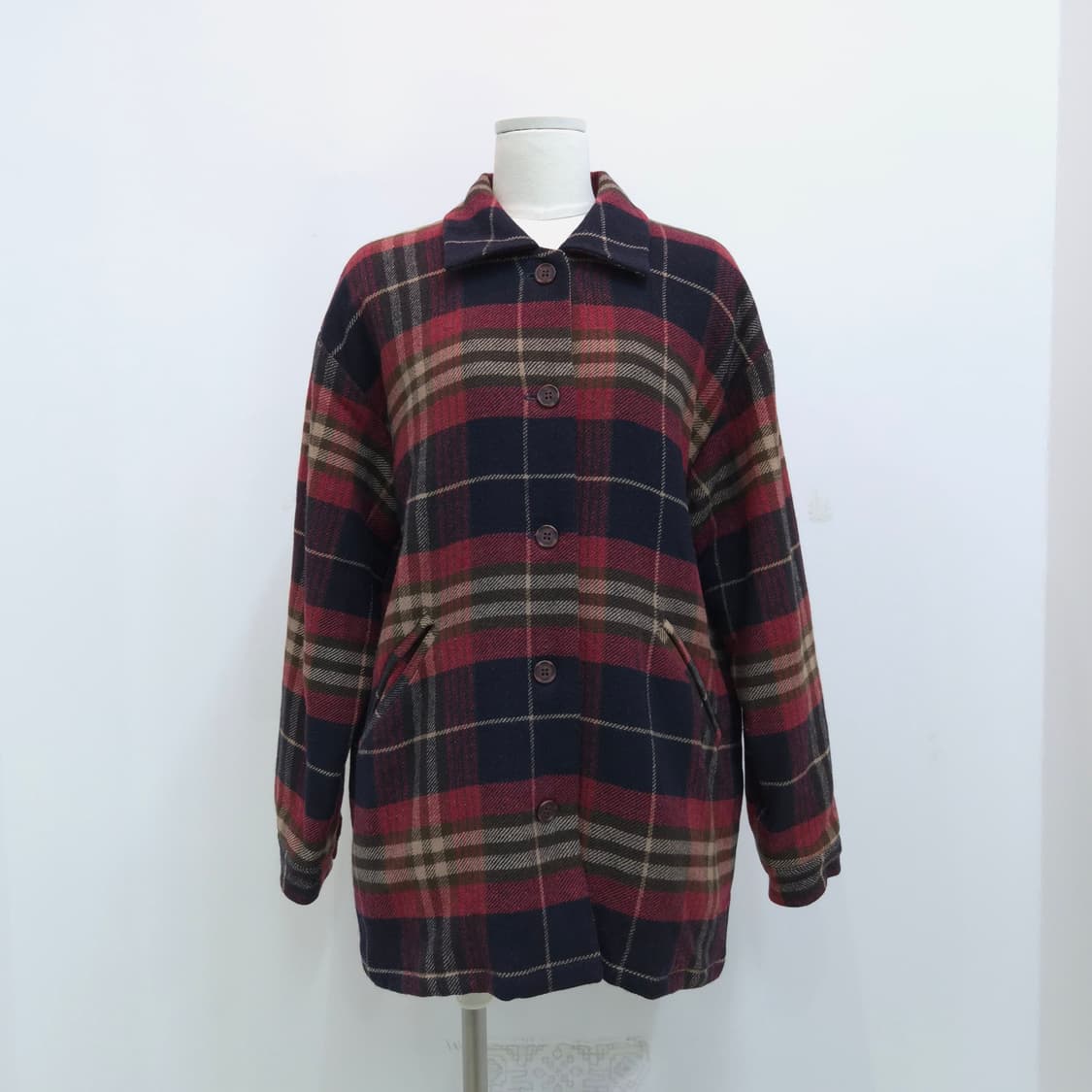 여성 울 체크 하프자켓 상품이미지1