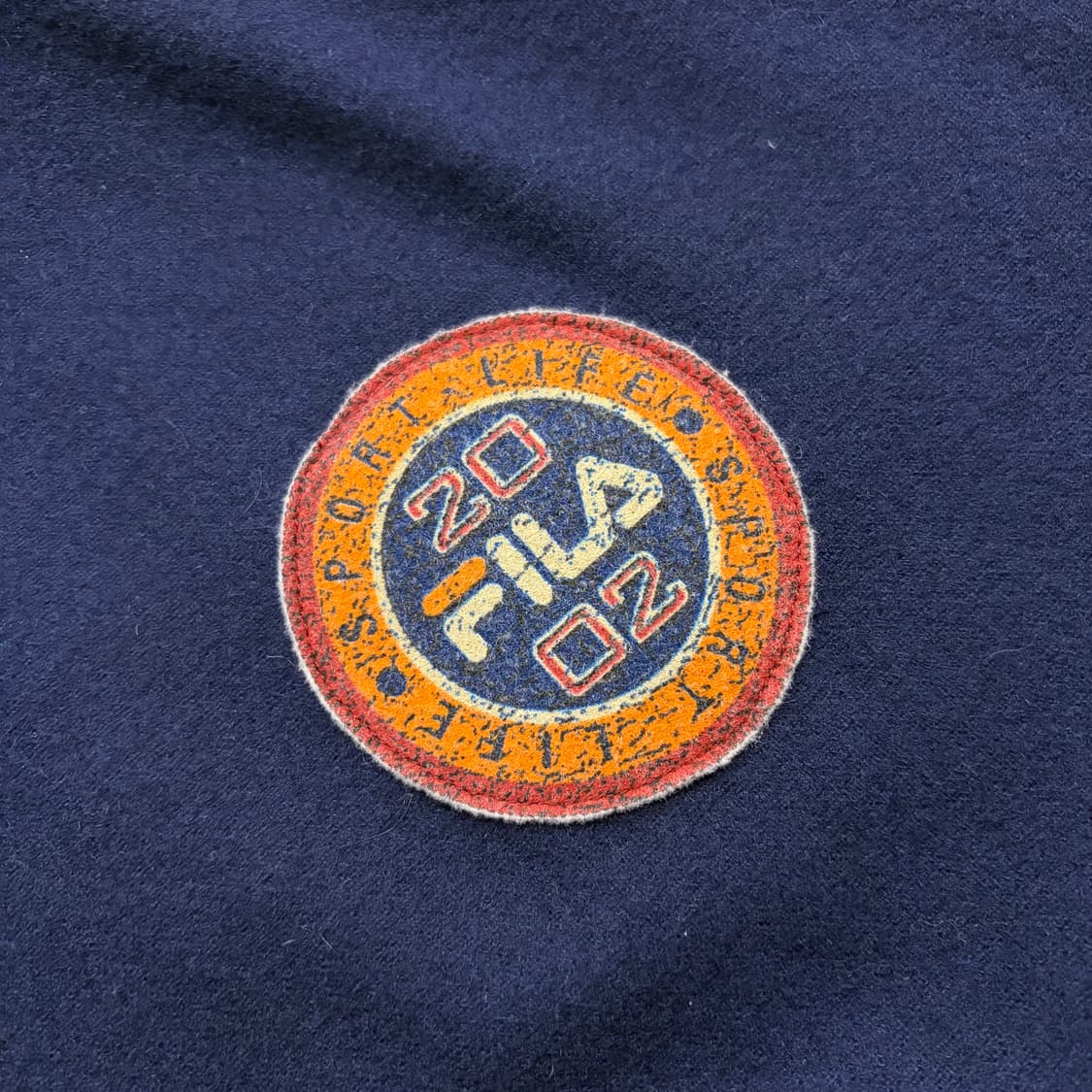 [XL] 00s FILA 휠라 필라 바시티 자켓 네이비 베이지 D139 상품이미지4